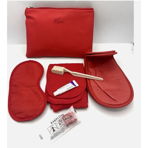 Lacoste Amenity Kit For Turkish Airline Complete Travel Pouch orange Unopened - Picture 4 of 6